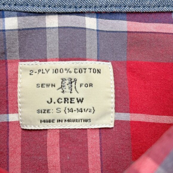 J. Crew Red Plaid 2 Ply Cotton Collared Button Up Shirt - Picture 2 of 8